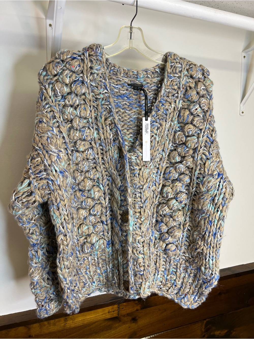NWT Coco and Carmen Chunky Knit Cardigan Sweater w/β Sequins- S/M